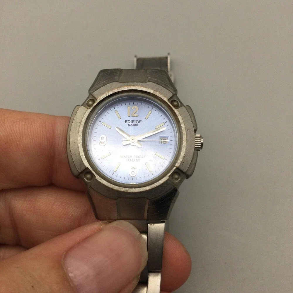 Casio Edifice 707 LWM-100 Womens Watch 29mm Blue Dial Date New Battery 6.75